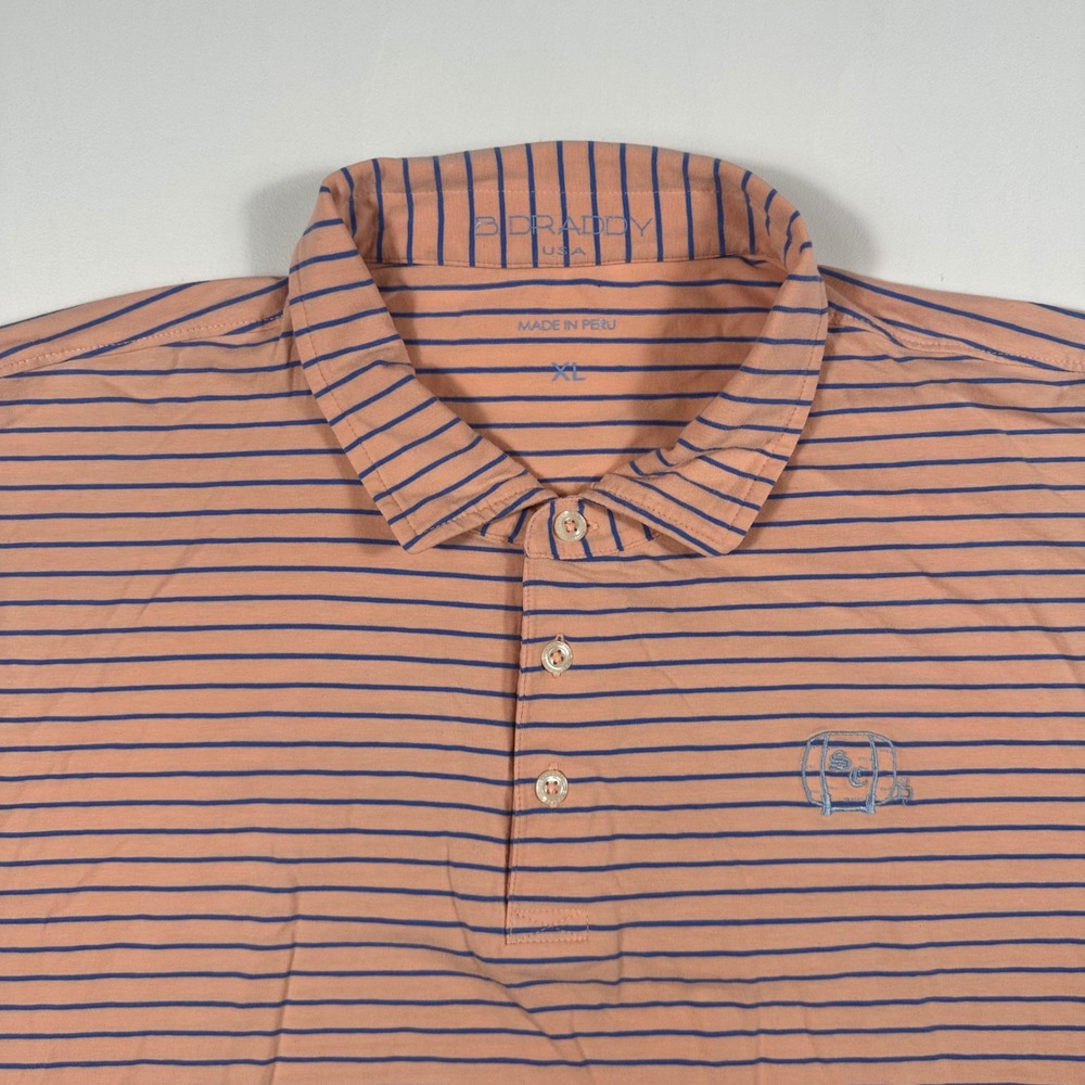 B. Draddy Sweetens Cove Polo Shirt Mens XL Short Sleeve Pima Cotton Peach